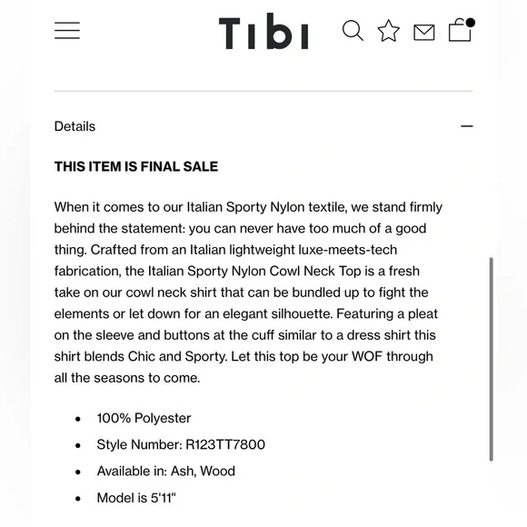 Tibi Italian Sporty Nylon Cowl Neck Top - Picture 12 of 13